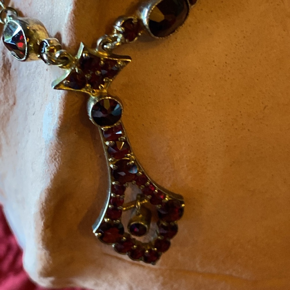 Vintage Sterling Garnet Necklace - Picture 5 of 6